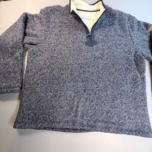 Orvis Sherpa Lined Quarter Zip Pullover Mens XXL Fleece Sweater Blue Gray